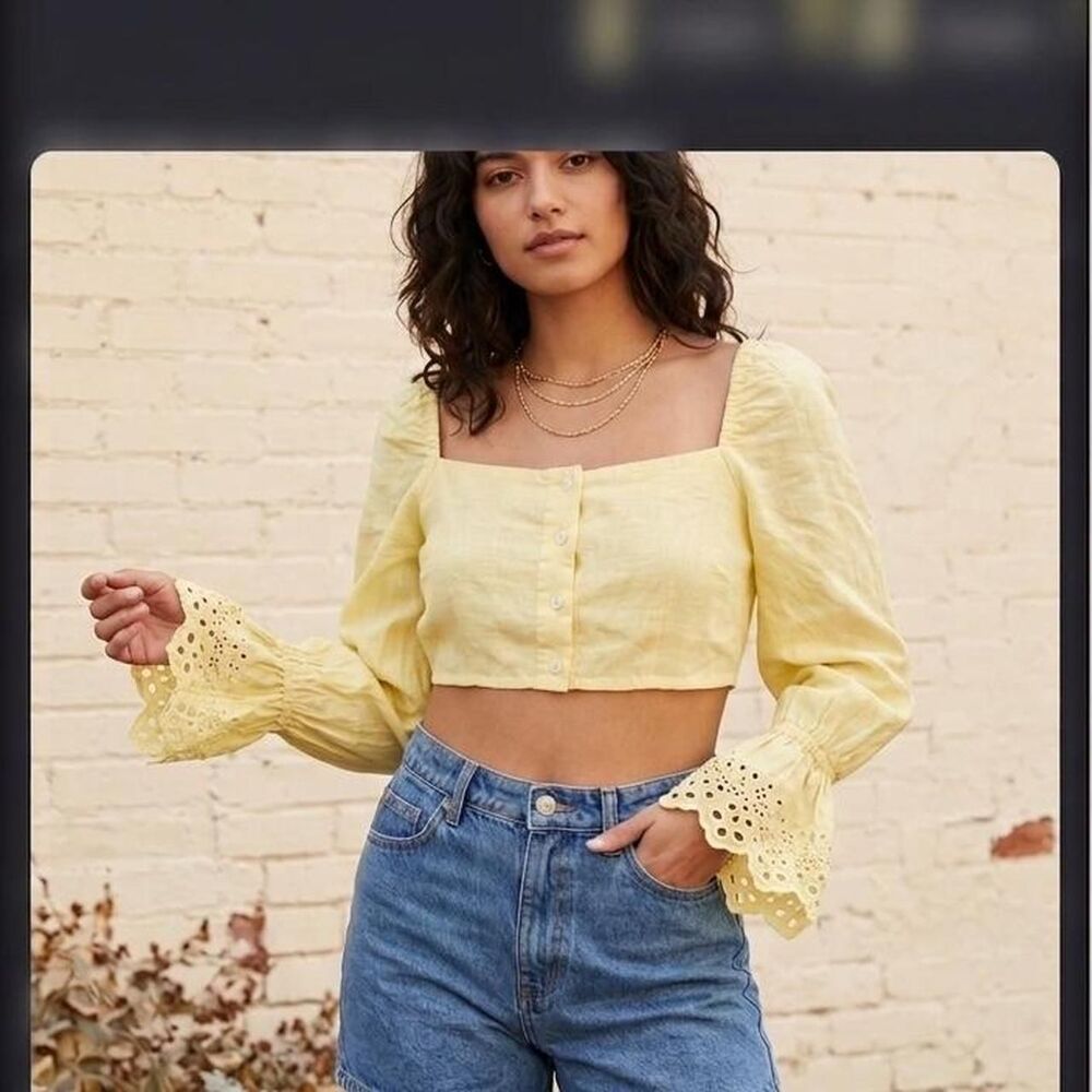 HYFVE Women's Yellow and Green Crop-top